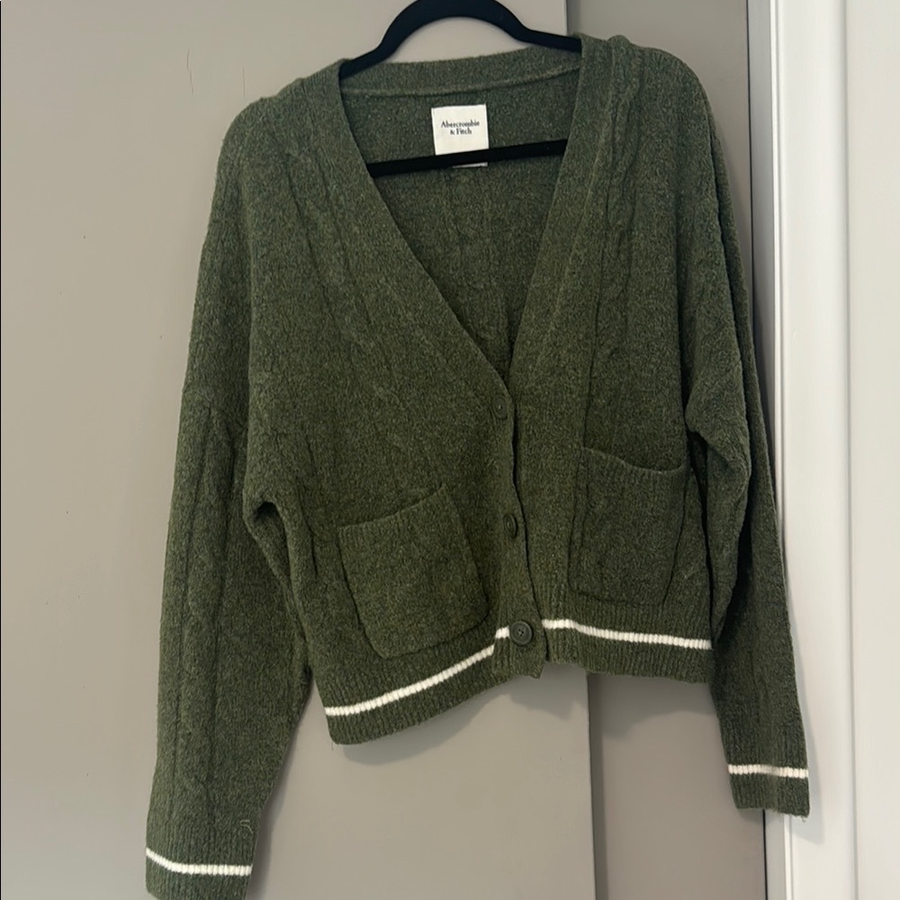 Abercrombie Green Cardigan Sweater with Classic Knit Design